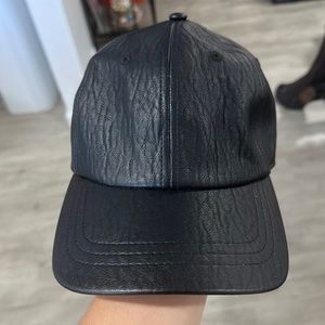 Faux leather baseball cap
